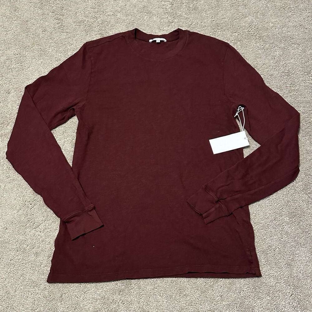 Cotton Citizen‎ Men Small Classic Crew Neck Long Sleeve T-Shirt Burgundy Red NWT